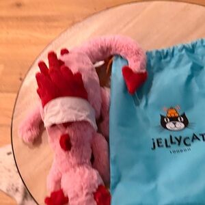 Jellycat Pink and Red Dragon Plush NWT and Bag